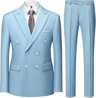 KUDMOLMens 2 Piece Slim Fit Suit Casual Business Wedding Dinner Tuxedo for Men Classic Blazer Trousers Set
