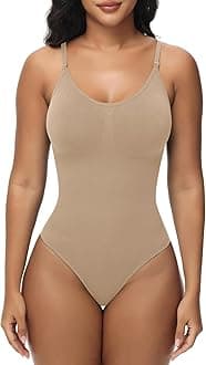 Women Shapewear Bodysuit Tummy Control Seamless Sculpting Adjustable Straps Body Shaper