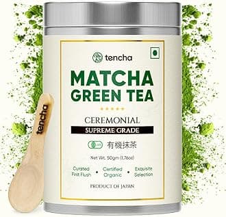 Ceremonial Supreme Grade Matcha Tea | JAS Certified Organic | 100% Pure Supreme Grade | Japanese Matcha Green Tea Powder | Smooth and Sweet Flavour | Vegan | 50gms