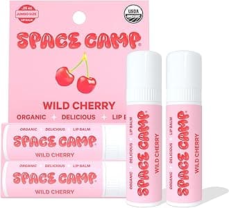 Space Camp Jumbo Lip Balm - Wild Cherry Organic Flavored Balm (2 Pack)