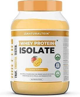 NATURALTEIN Natural Whey Protein Isolate Mango - 1 kg (Naturally flavored, Non GMO, No Artificial Sweeteners).…