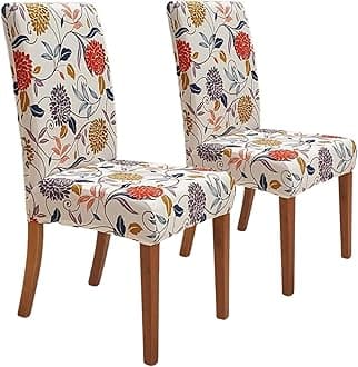 SPRINGRICO Chair Covers for Dining Room Set of 2, Stretch Dining Chair Cover, Washable Spandex Kitchen Parsons Chair Slipcovers, Removable Seat Protector for Home or Party (2 Pack, FLORAL4)