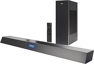 Philips Soundbar with Wireless Subwoofer, Dolby Atmos Sound bar for tv 2.1-Channel Bluetooth Surround Sound System for tv Home Theater Audio Speakers, DTS Play-Fi, Amazon Echo, Airplay 2,Compatible