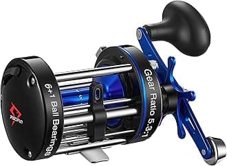 Piscifun Chaos XS Round Reel - Reinforced Metal Body Round Baitcasting Reel Smooth Powerful Saltwater Inshore Surf Trolling Fishing Reels Conventional Reels for Catfish, Musk, Bass, Pike