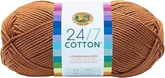 Lion Brand Yarn Company Cotton Yarn, 100 Percent Cotton, Camel,15.24x6.35x6.35 cm