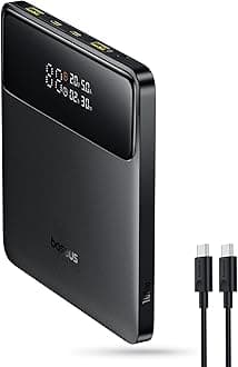BaseusPower Bank, 20000mAh 100W PD Fast Charging Portable Charger with Digital Display, USB-C Cable, Blade Laptop Battery Bank for MacBook, iPad, iPhone Series, Samsung Series, Steam Deck