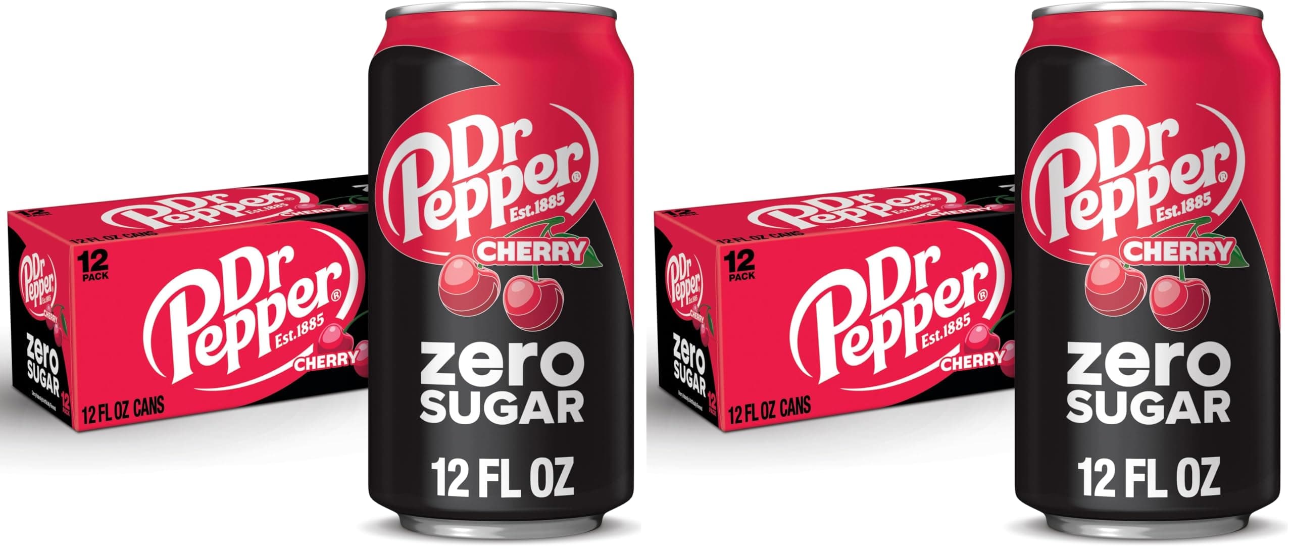 Cherry Zero Sugar Soda, 12 fl. oz. Cans, 12 Pack (Pack of 2)