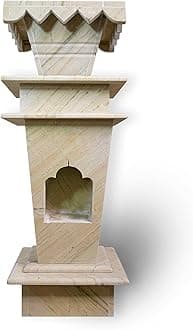 HANDICRAFT BAZAAR Marble Tulsi Pot for Home|Tulsi Marble Planter for Roof, Porch, Balcony, Off-White