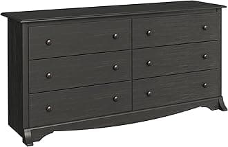 Sonoma 6-Drawer Double Dresser for Bedroom, Wide Chest of Drawers, Traditional Bedroom Furniture, 59" wide x 17.5" deep x 29" tall, Washed Black