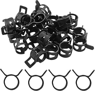 30Pcs Spring Band Clips 0.39" 10mm Air Hose Tube Water Pipe Fuel Hose Line Vacuum Hose Clamp, Fit 10.5-11.2mm OD (Black)