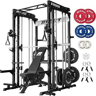 M1 Pro Smith Machine with Cable Crossover System, Multi-Function Squat Rack Power Cage for Home Gym, Power Rack and Packages