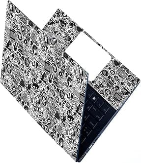 Full Laptop Skin Stickers HD Quality Sticker for Laptops Upto 15.6" Compatible with Apple/Dell/HP/Lenovo/Acer/Asus/Sony (Dustproof|Waterproof|Scratchproof|Reusable) - BW Doodle FL