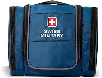 Swiss Military Unisex 5L Water-Resistant Toiletry Bag for Travel with Multiple Compartments, Quick Access Pocket, Durable Zippers, Organizer for Toiletries, Makeup and Essentials Pouch-Blue