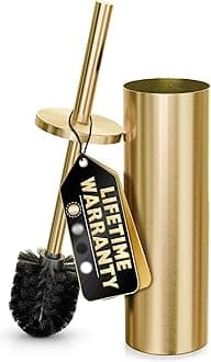 Stainless Steel Toilet Brush and Holder for Bathroom Toilet Bowl Cleaner Brush Set, (Brushed Gold)