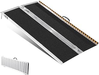 VEVOR Portable Wheelchair Ramp 5FT, Non-Slip Aluminum Folding Handicap Ramp, Door Threshold Ramps for Wheelchair for Home,Wheel Chair Ramp Steps, Cars, Scooter, Cart, Curbs, Stairs