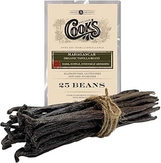 25 Organic Madagascar Whole Vanilla Beans, Grade A Pods, Premium Vanilla Beans for Making Extract & Baking - Cook’s
