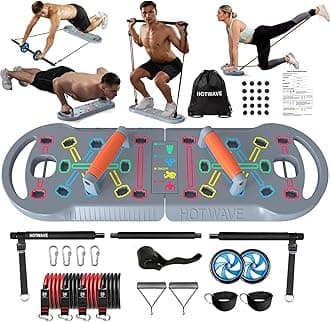 HOTWAVE Portable Exercise Equipment with 16 Gym Accessories.20 in 1 Push Up Board Fitness,Resistance Bands with Ab Roller Wheel,Full Body Workout at Home,Patent Pending