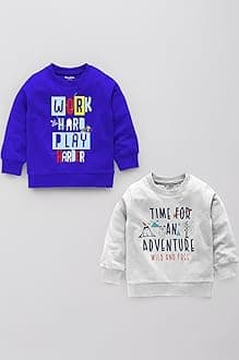 Boys Loopknit Cotton Round Neck T-Shirt Chest Printed Full Sleeves Sweatshirt for Light Winters Pack of 2