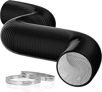 ATOM NEXUS Flexible 10-Inch 25-Feet Long Aluminum Ducting, 4-Layer Protection Heavy-Duty Dryer Vent Hose for Heating Cooling Ventilation and Exhaust, with 2 Duct Clamps