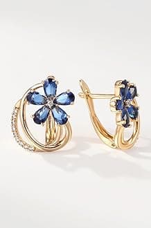 18k Rose Gold Plated Latest Fancy Stylish Blue Zircon Copper Earrings for Women and Girls (12842er)