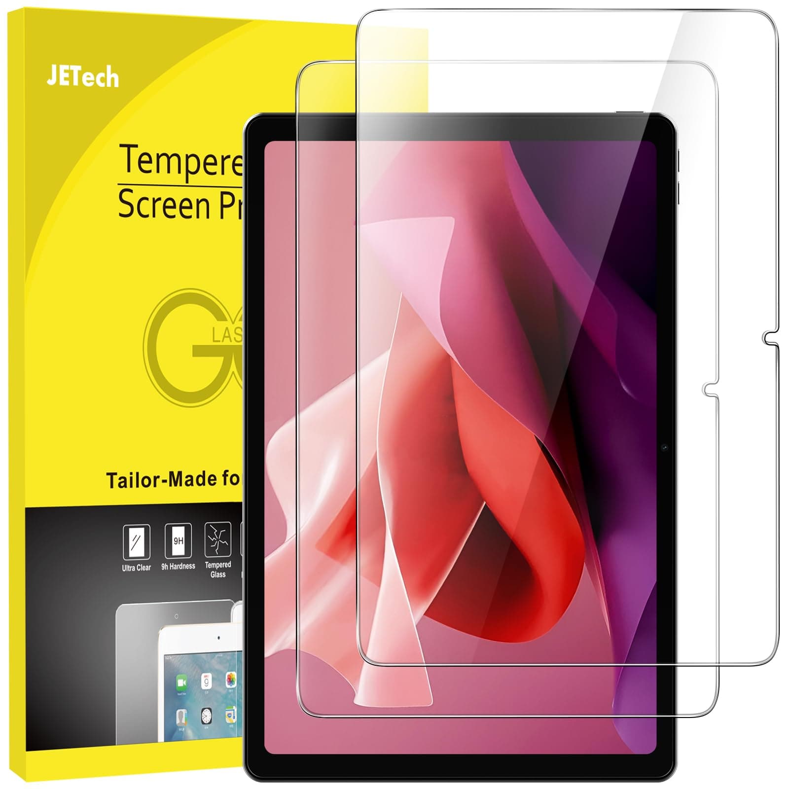 JETech Screen Protector for Lenovo Idea Tab Pro/Yoga Tab Plus 2025 / Tab P12 2023 (12.7-Inch), 9H Tempered Glass Film, HD Clear, 2-Pack