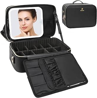 Relavel Makeup Bag XL Extra Large Makeup Case, Pro Makeup Artist Kit Professional Makeup Travel Case Large Cosmetic Organizer Train Case Waterproof with Adjustable Shoulder Straps and Dividers, Black