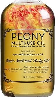Provence Beauty Peony Multi-Use Oil For Face, Body And Hair - Organic Blend Of Apricot, Vitamin E And Sweet Almond Oil Moisturizer For Dry Skin, Scalp & Nails - Rose Petals & Bergamot Essential Oil -