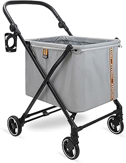 MAX shopping caddy, personal shopping trolley, foldable shopping trolley on 4 wheels, suspension, height adjustment handle, foot brake, cup holder, modern design, load capacity up to 25 kg