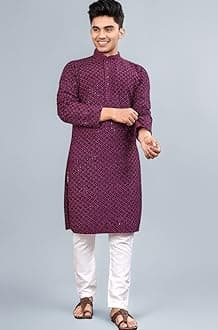 Men's Indian Ethnic Wear Straight Lucknowi Kurta