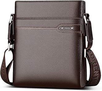 LAORENTOU Men's Genuine Leather Shoulder Bag, Business Crossbody Bag for Men Messenger Bags Leather Purse Men's Side Bags
