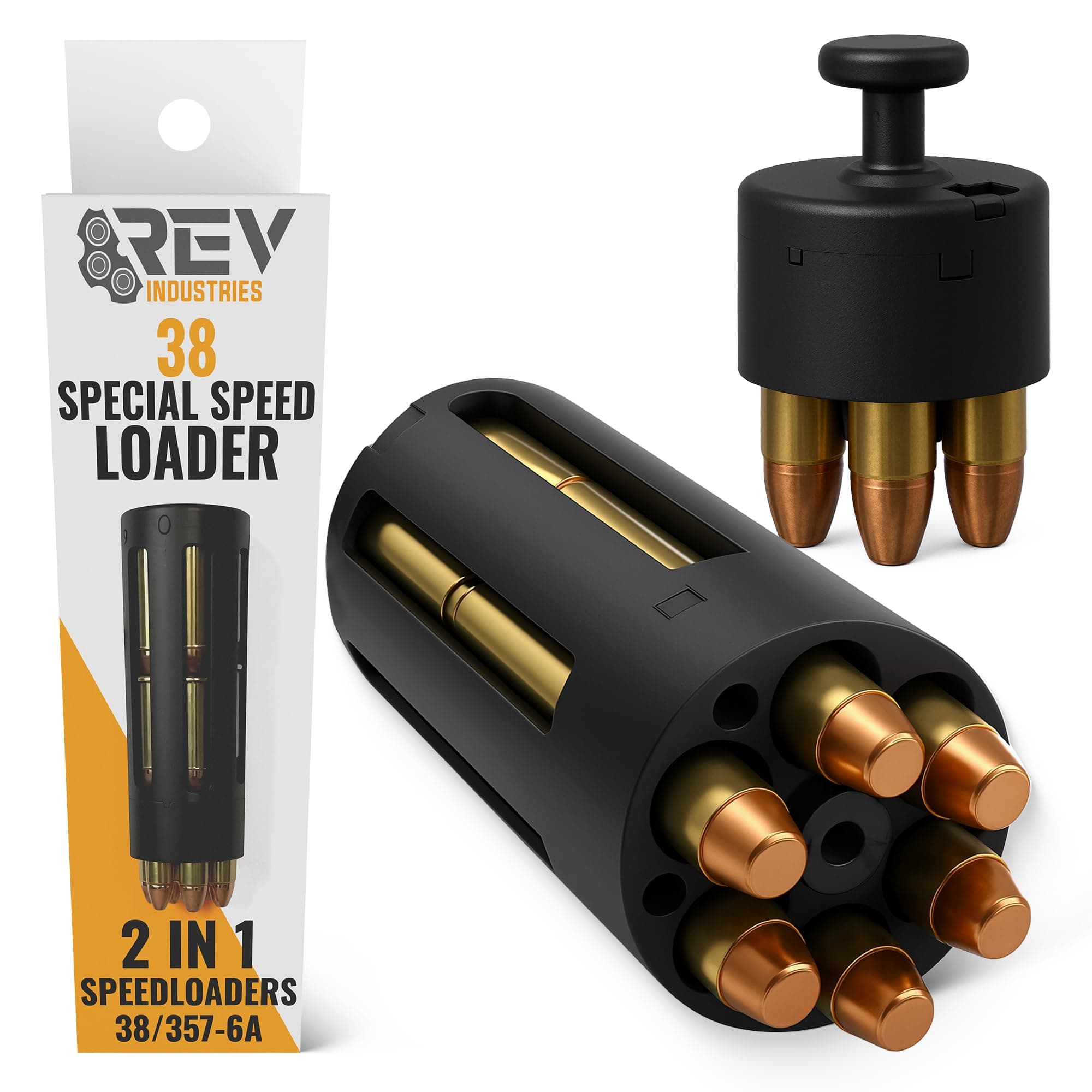 38 Special Speed Loader - 357 Magnum SpeedLoader for 6-Cylinder Revolvers - High Capacity 2-in-1 Reload Tool (18-Round Triple Stack or 6-Round) - Patented Push-Button
