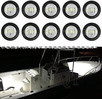 PSEQT 3 LED Round Boat Interior Deck Transom Courtesy Utility Light Marine Step Cockpit Lighting Waterproof for Fishing Pontoon Kayak Yacht Sailboat (White, 10Pcs)…
