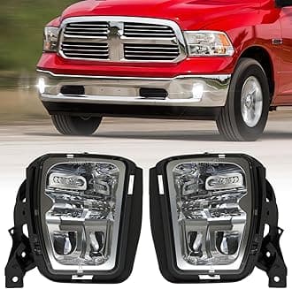 BICYACO LED Fog Lights Assembly with Mounting Brackets Compatible with 2013-2018 Dodge Ram 1500, 2019 Ram 1500 Classic Pickup, Front Bumper Driving Lamps, DOT Certified, Chrome (1 Pair)