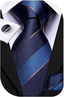 Men Ties Sets Silk Stripe Paisley Necktie Pocket Square Cufflinks for Business Wedding