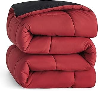 Bedsure King Reversible Comforter Duvet Insert - All Season Quilted Comforters King Size, Down Alternative King Size Bedding Comforter with Corner Tabs - Red/Black