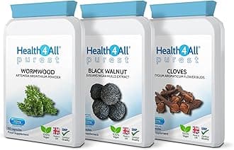 Health4All Wormwood, Black Walnut, Cloves Digestive Intestinal Detox Cleanse for Humans Set, 3x90 270 Capsules, 3 Step Gut Cleanse & Repair, Purest Vegan Colon Detox Supplement | Made in UK