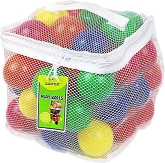 Click N' Play Phthalate Free BPA Free Crush Proof Plastic Ball Pit Balls in Reusable and Durable Storage Mesh Bag with Zipper
