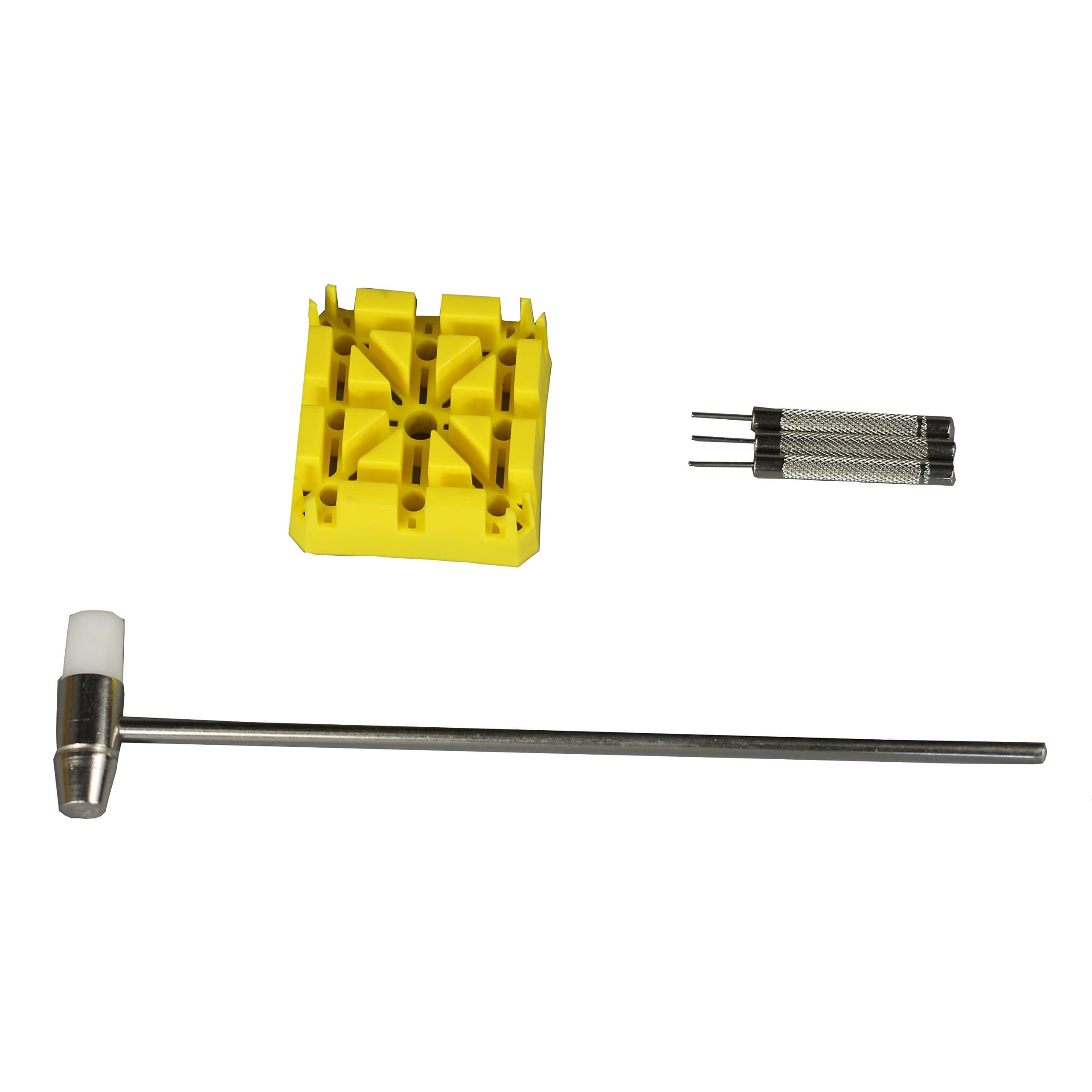 5 PCS / Set Watch Band Strap Link Remover Pin Tool Kit with Band Holder Hammer Pin Punches