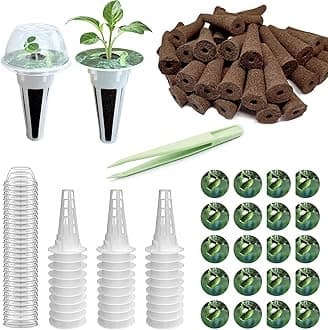 121 Pcs Hydroponic Pods Supplies: Grow Anything Kit with 30 Grow Sponges, 30 Grow Baskets, 30 Grow Domes, 30 Pod Labels, 1 Tweezers | Compatible Hydroponics Growing System Most Brands