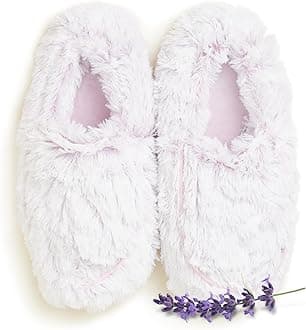 warmies Microwaveable House Slippers for Women - Womens Shoe Sizes 6-10 - Plush, Soft & Fuzzy Indoor Slippers with Backs & Non-Slip Memory Foam Soles - Cozy Warm Ladies Slipper for Winter - Lavender
