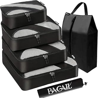 BAGAIL 6 Set Packing Cubes,Travel Luggage Packing Organizers with Laundry Bag(AllBLACK)
