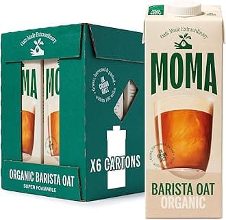 MOMA Organic Barista Oat Drink - 6 x 1L - 100% Plant Based Milk Alternative - Made from British Organic Oats - Vegan - Gluten Free - Fully Foamable - No Added Sugar - GMO Free - Made in the UK