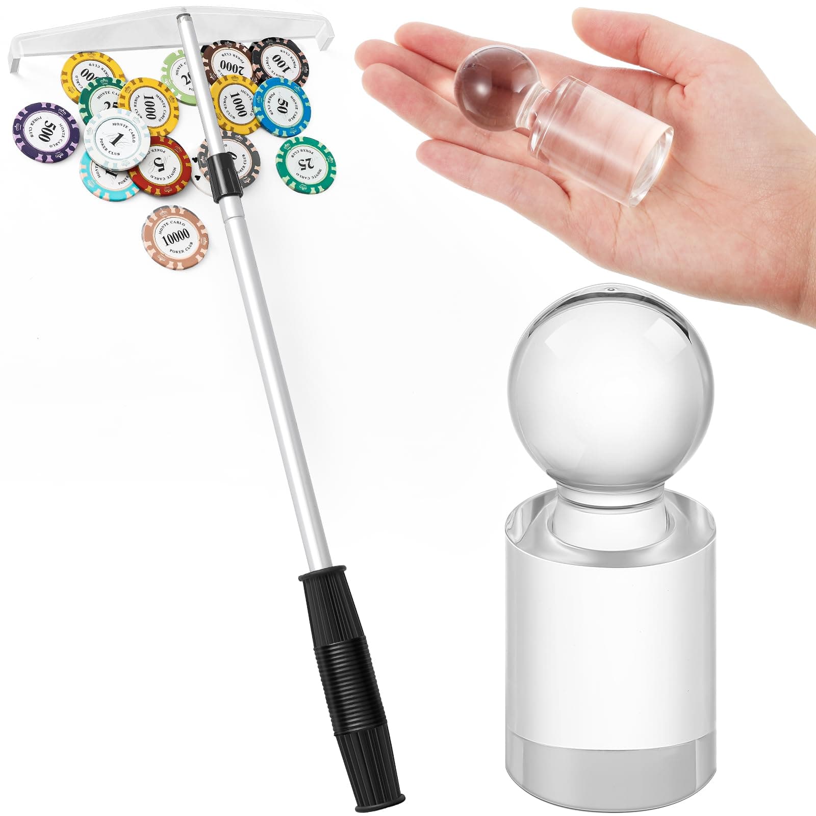 Roulette Game Accessory Set – Telescopic Chip Rake and Acrylic Win Marker – Pro Casino‑Style Tool for Roulette Wheel Games, Parties & Game Nights (Adjustable, Clear View)