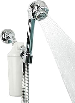 Aquasana Shower Filter | Dermatologist-recommended for softer, healthier skin & hair | Proven to reduce 90% of chlorine for 6 months | High pressure | Chrome wand shower head | AQ-4105CHR