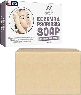 Eczema Soap Bar for Face and Body – All Natural Dermatitis, Psoriasis Treatment for Dry Itchy Flaky Skin Relief – Gentle Detoxifying, Healing, Anti-Itch, Cleansing Skincare Remedy – Eczema Soap Bar