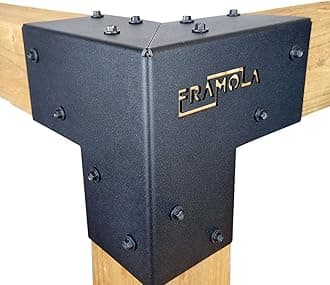 Indoor Outdoors 2 Pack Framola Pergola Corner Brackets - Simple Construction - Staggered Holes - 3 Pieces Wood Joints Structure Hardware Kit (4"/100mm Post)