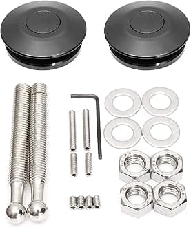 2Pack Quick Release Latch Universal 2.44in/62mm Diameter Universal Aluminum Alloy Push Button Quick Latch Hood Pins Lock Clip Kit for Auto Car Hood Pins Lock(2Pack-Black Pro)