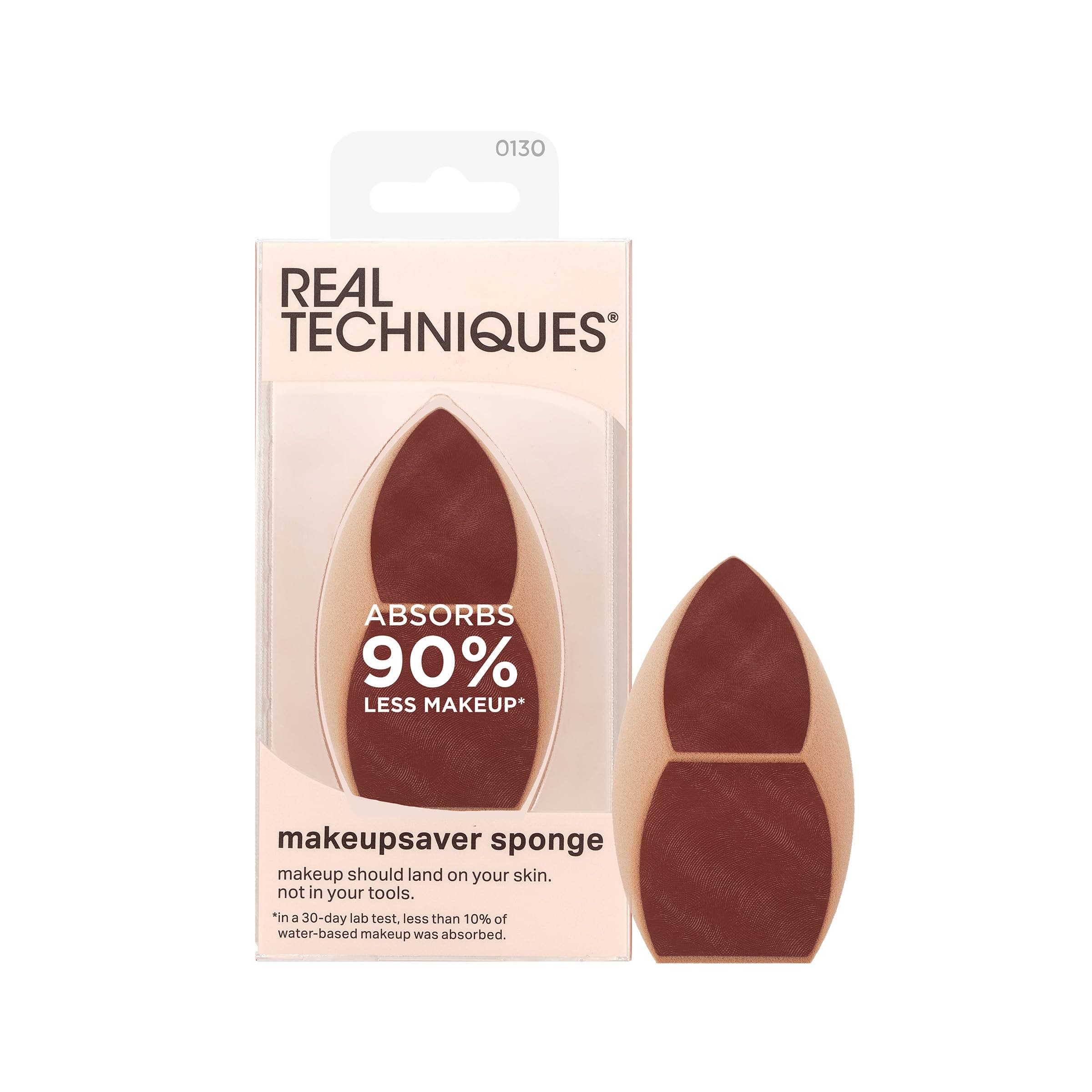 Real Techniques Makeupsaver Sponge, Makeup Blender Sponge For Liquid & Cream Formulations, Natural Finish & Reduces Makeup Waste, Targeted Application, Cruelty & Latex-Free, 1 Count