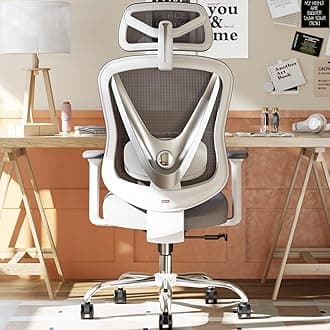 Ergonomic Office Chair with 3D Lumbar Support & 3D Adjustable Armrests – V-Back Design, Comfortable Desk Chair for Office & Home, White
