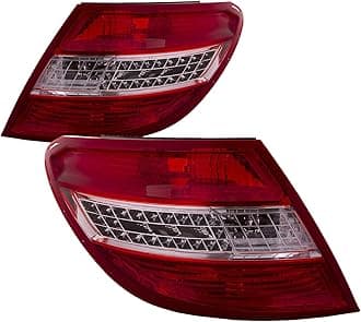 HEADLIGHTSDEPOT Tail Light with Curve Lighting LED Compatible with Mercedes-Benz C300 C350 C63 AMG 2008-2011 USA Built C-Class W204 Includes Left Driver and Right Passenger Side Tail Lights